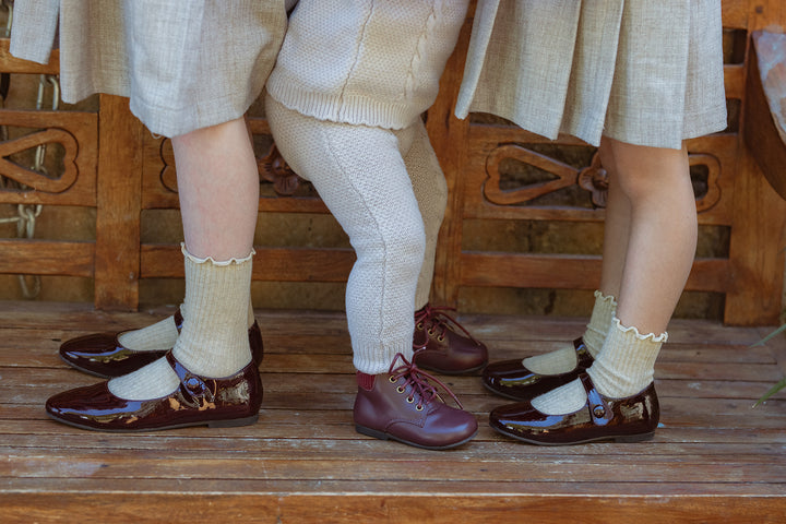 CORDUROY CUFF LACE SHOES