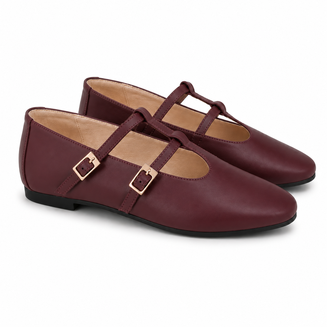 T-STRAP WITH TWO STRAPS &amp; BUCKLE