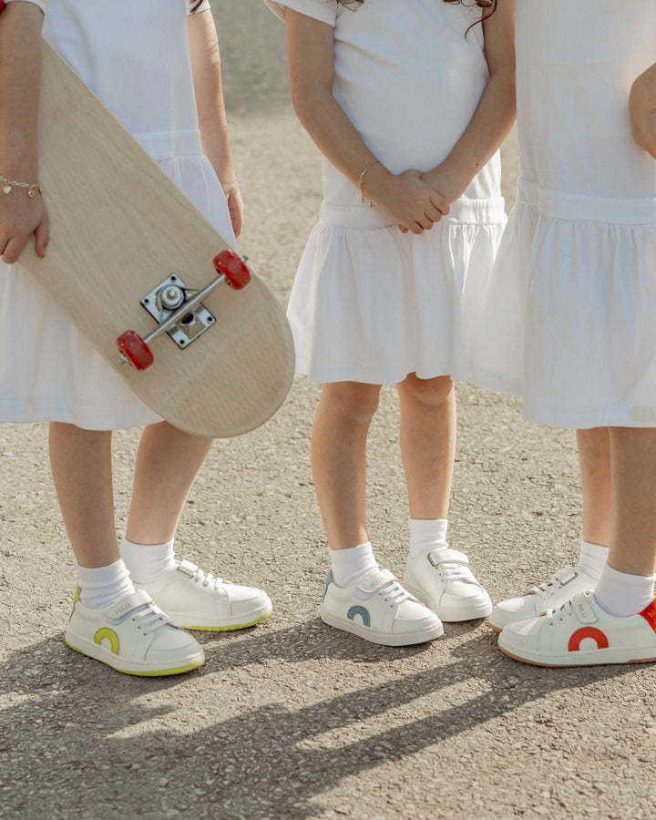 SNEAKERS WITH RUBBER LACES & VELCRO CLOSURE