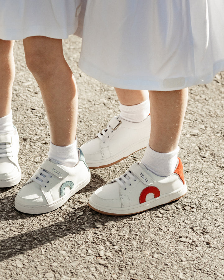 SNEAKERS WITH RUBBER LACES & VELCRO CLOSURE