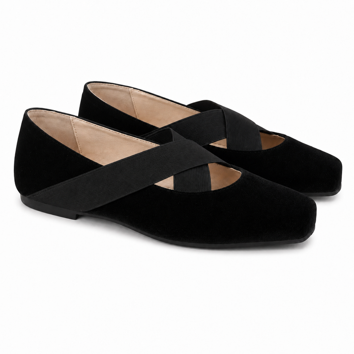 BALLERINA WITH DIAGONAL ELASTIC STRAPS