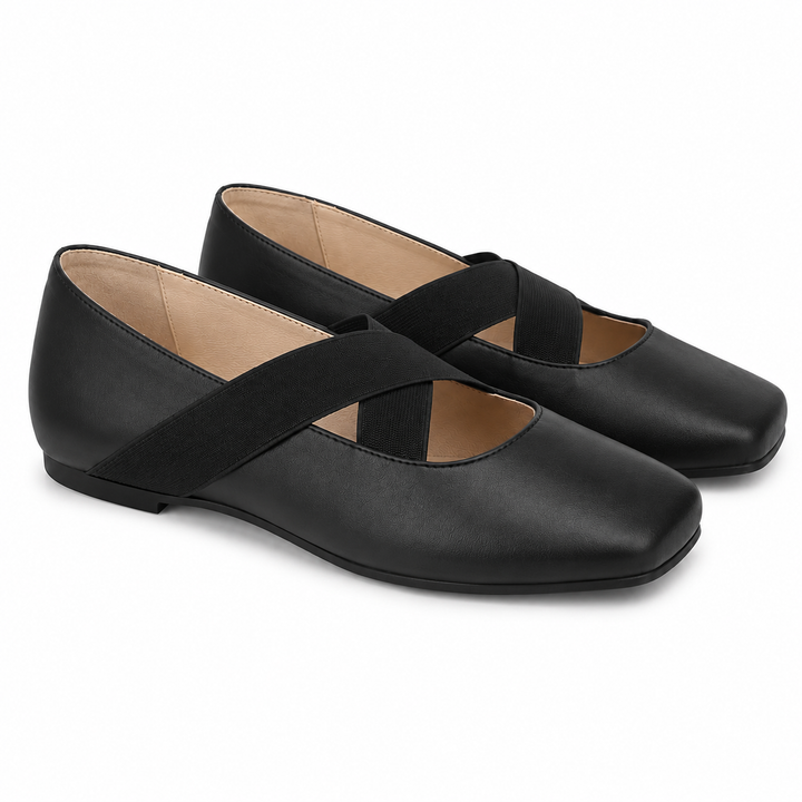 BALLERINA WITH DIAGONAL ELASTIC STRAPS