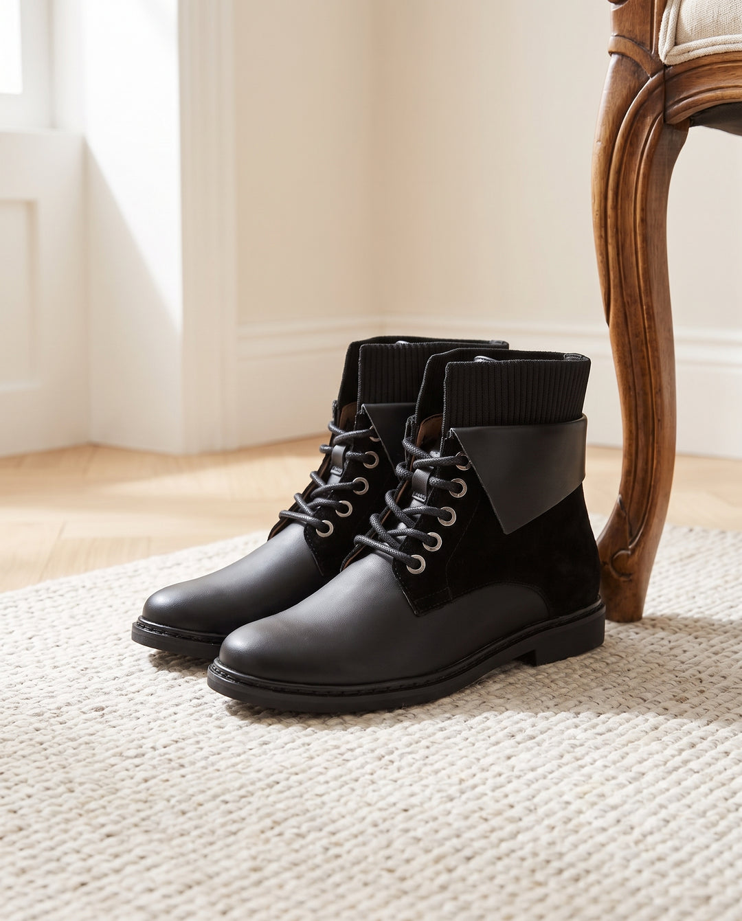 KNIT CUFF  FOLD DETAIL BOOTIES