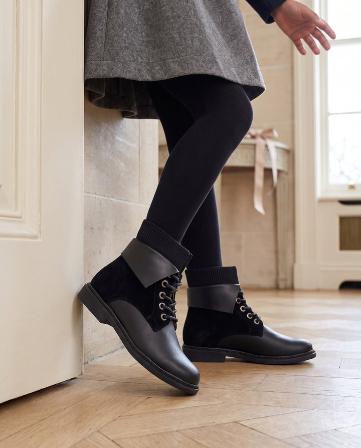 KNIT CUFF  FOLD DETAIL BOOTIES